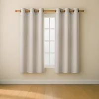 Cortina Blackout 100% 2 Paños 107x160cm Textura Lino - Crema