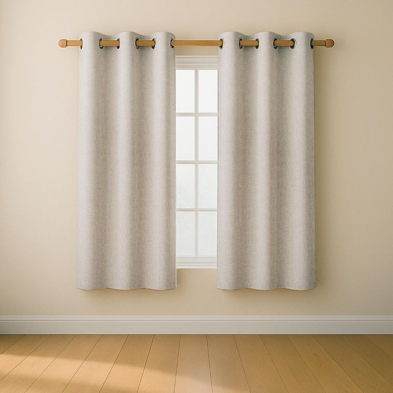 CASATUA - Cortina Blackout 100% CasaTua 2 Paños 107x160cm Textura Lino - Crema