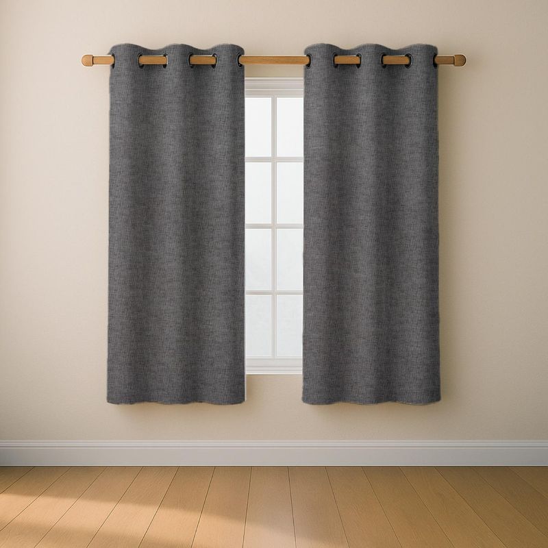 CASATUA - Cortina Blackout 100% CasaTua 2 Paños 107x160cm Textura Lino - Gris oscuro