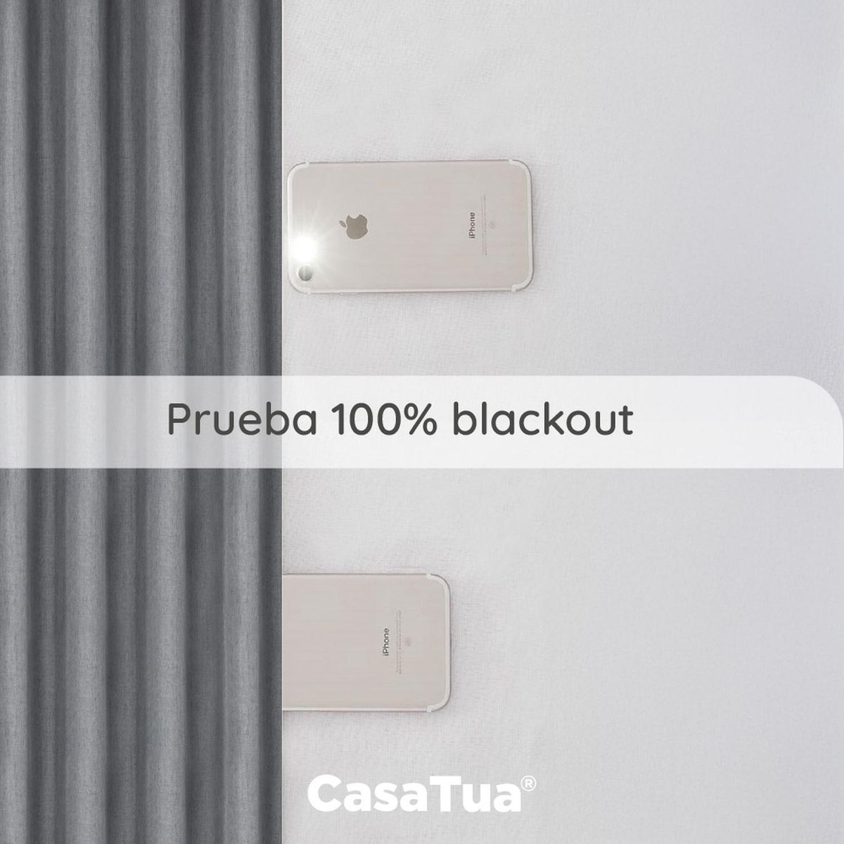 CASATUA - Cortina Blackout 100% CasaTua 2 Paños 107x160cm Textura Lino - Gris oscuro