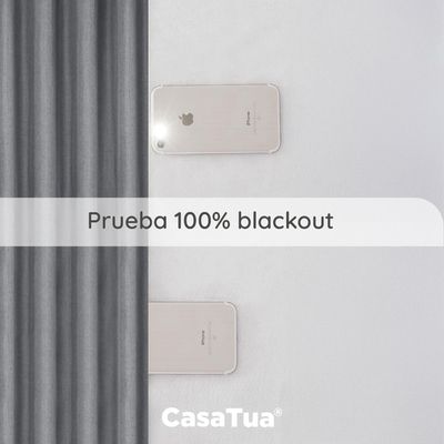 Imagen 2 del producto Cortina Blackout 100% 2 Paños 107x160cm Textura Lino - Gris oscuro