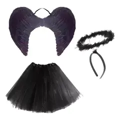 GENERICO - Disfraz Ángel, Falda Tutu 40 Cm. Alas Con Hermosas Plumas.
