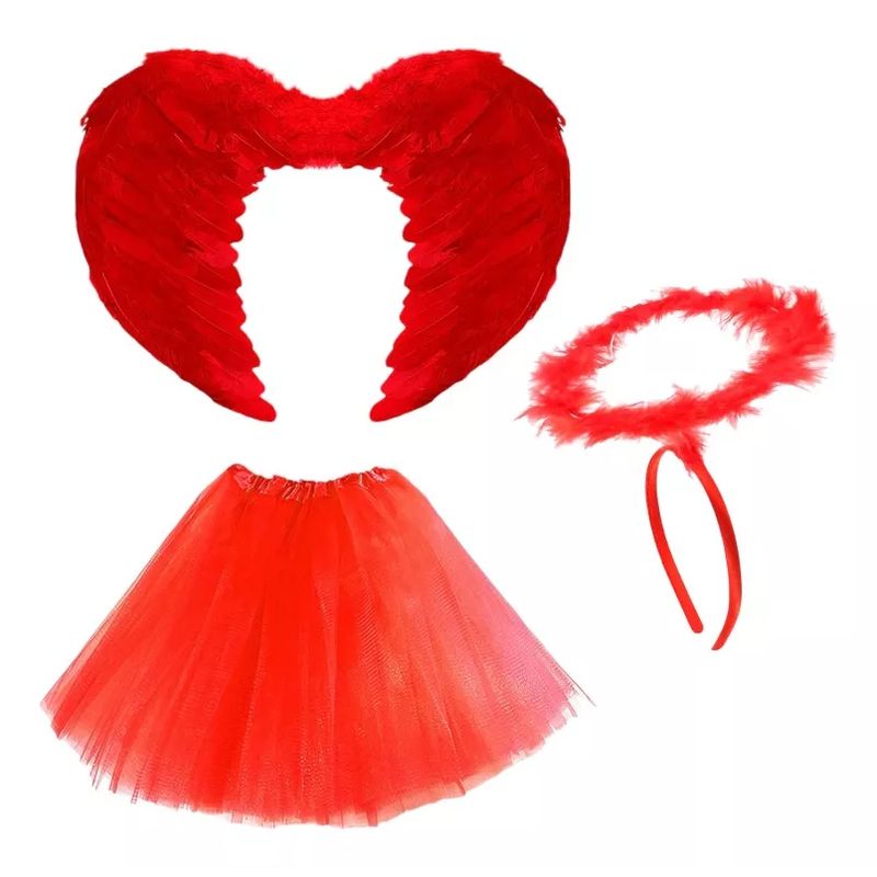 GENERICO - Disfraz Ángel, Falda Tutu 40 Cm. Alas Con Hermosas Plumas.