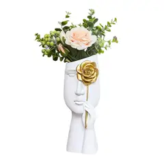 GENERICO - Florero Retrato Nordico Escultura Rostro De Resina Blanco