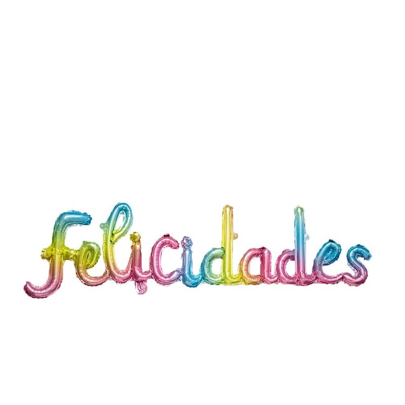 GENERICO - GLOBO METALICO FELICIDADES CURSIVO ARCOIRIS PASTEL X1 UNI
