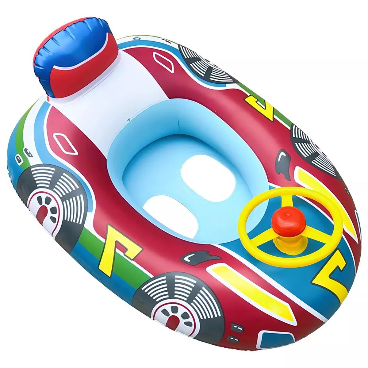 GENERICO - Flotador Bote Inflable Carro Con Volante Bebe