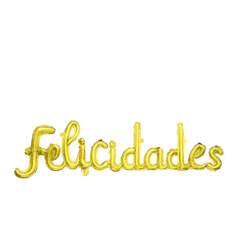 GENERICO - GLOBO METALICO FELICIDADES CURSIVO DORADO X1 UNI