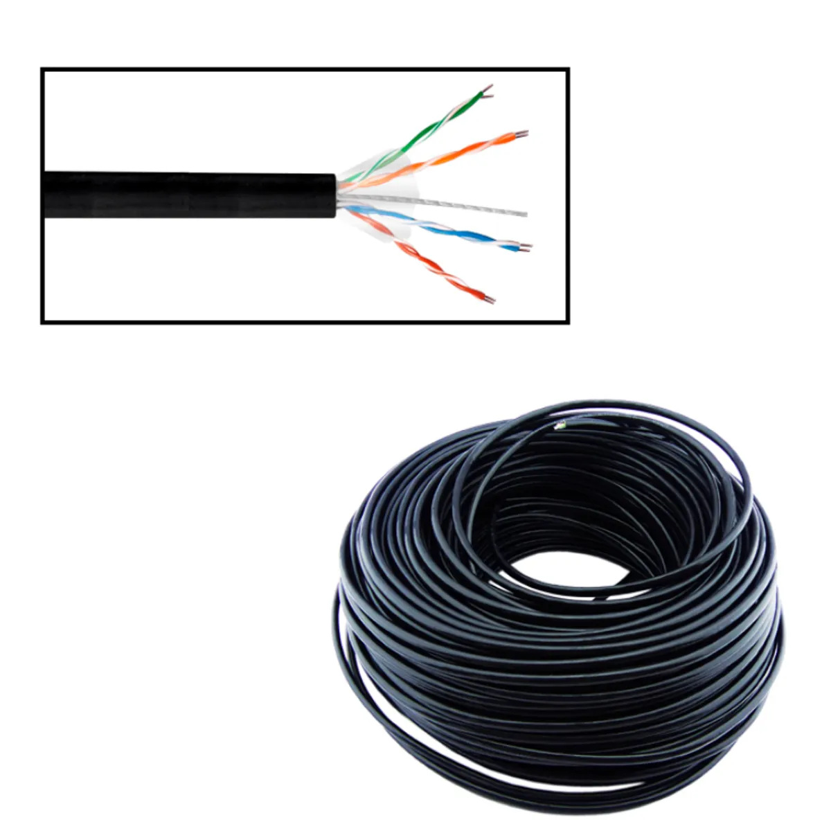 GENERICO - Rollo De Cable UTP Para Red Modelo CAT 5E Para Exteriores
