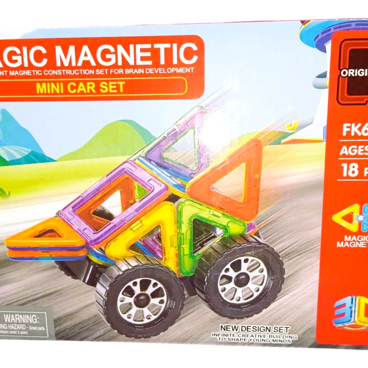 GENERICO - Bloques Magnéticos 18 Piezas, Auto. Carro