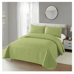 COMPRAPO - Cubrecama Quilt Relieve 2 Plazas + 2 Fundas Pistacho
