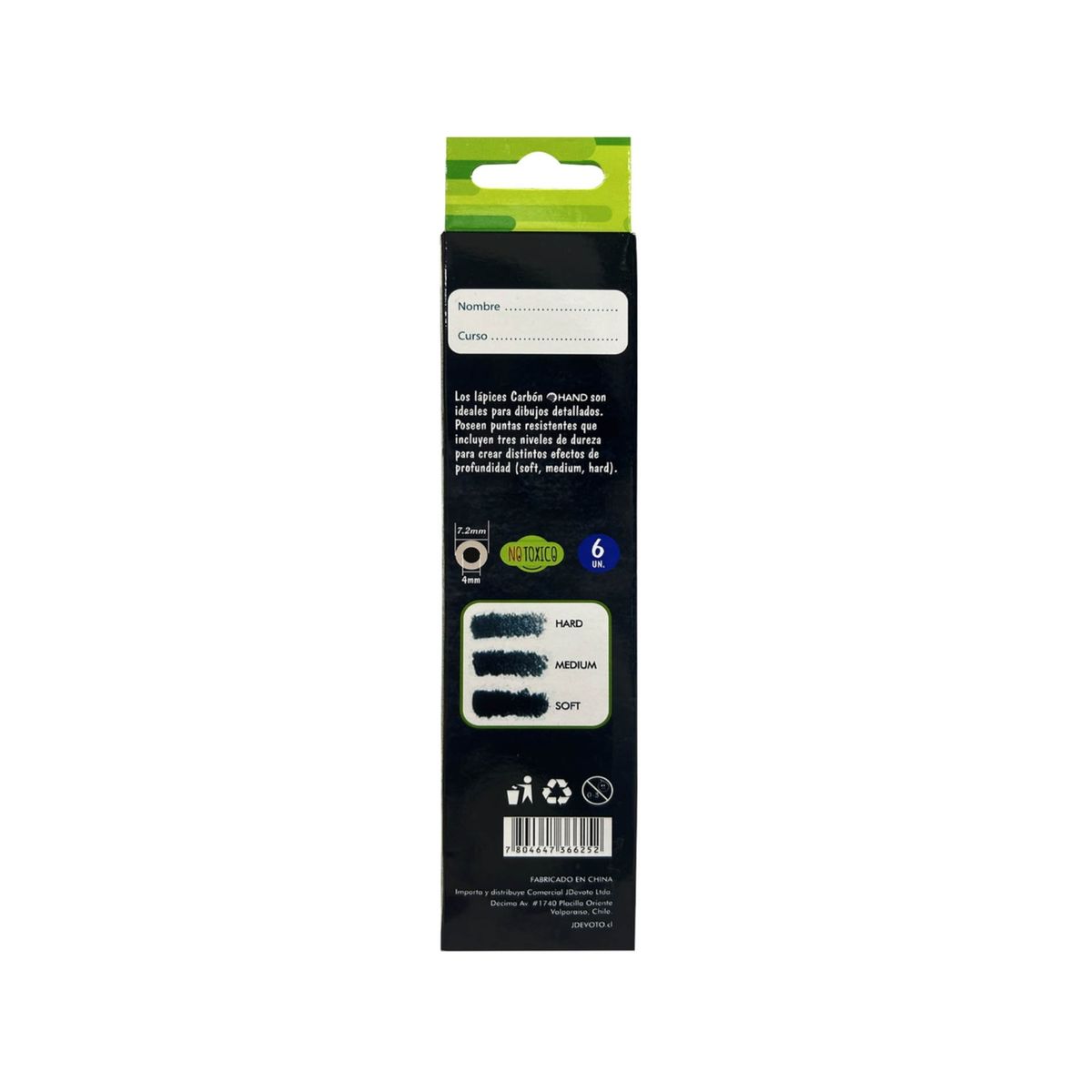 HAND - Lapices Carbon 6 Unid 2 Hard, 2 Medium, 2 Soft. Hand