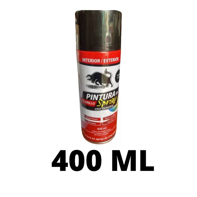 GENERICO - Pintura Spray  NEGRO Brillante 400ml