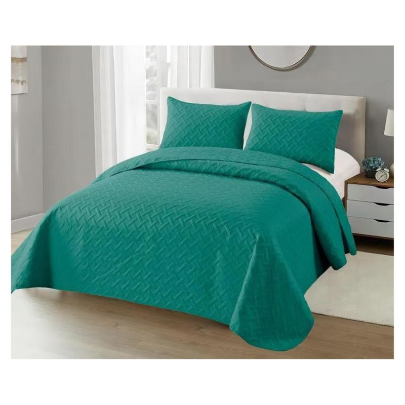 COMPRAPO - Cubrecama Quilt Relieve 2 Plazas + 2 Fundas Turquesa