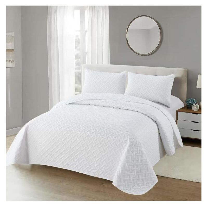COMPRAPO - Cubrecama Quilt Relieve 2 Plazas + 2 Fundas Blanco