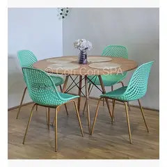 CORI CORI - Juego de Comedor Wood 100cm + 4 Sillas Panal Menta
