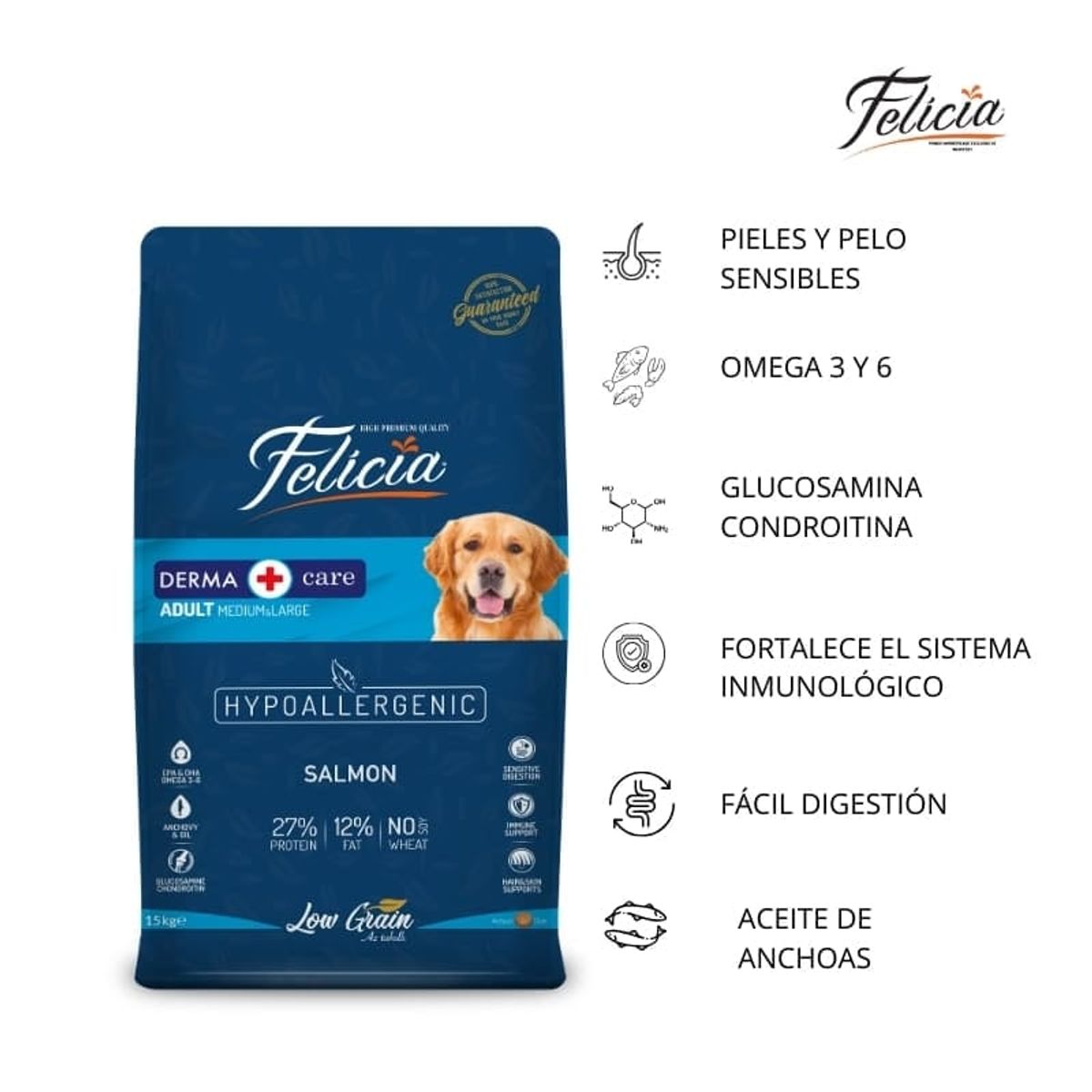 Alimento Perro Felicia Hipoalergénico Salmón - 15 kgs, marca GENERICO - Foto 2