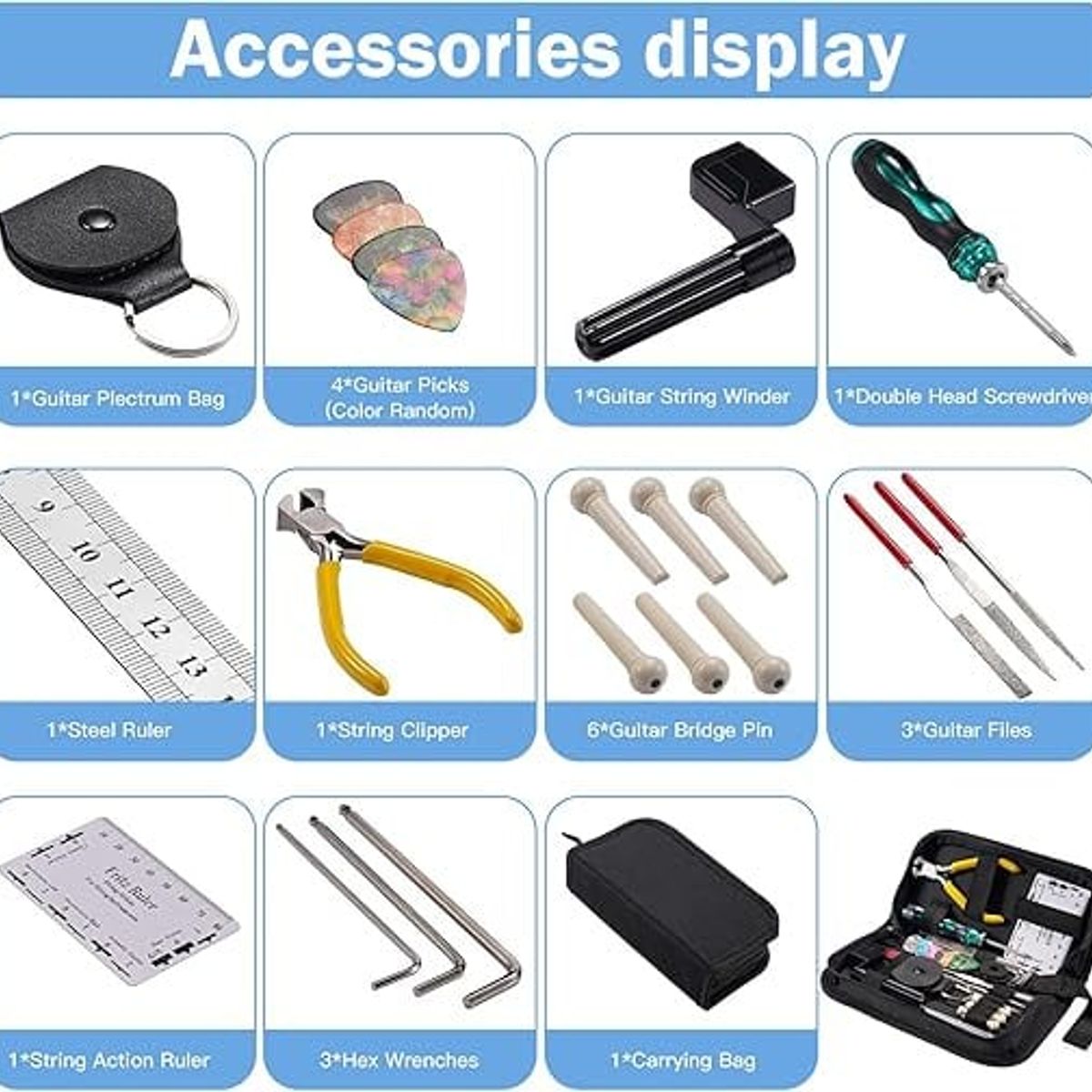 KUANGYE - Kit Herramientas De Reparación De Guitarras, 23 Piezas