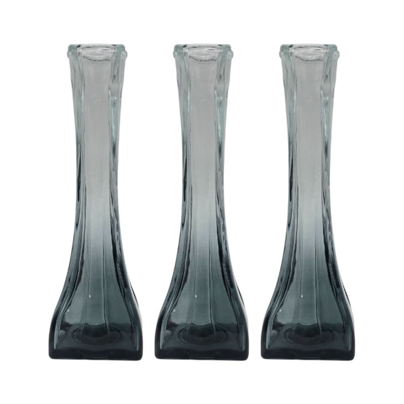 GENERICO - Set 3 Floreros Decorativos De Vidrio Pequeño Tonalidad Humo