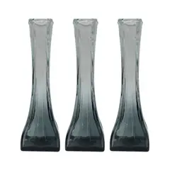 GENERICO - Set 3 Floreros Decorativos De Vidrio Pequeño Tonalidad Humo