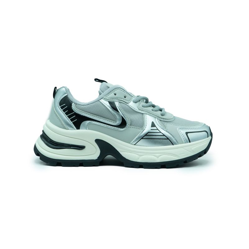 APOSTOL - Zapatilla deportiva dama gris y plata para running