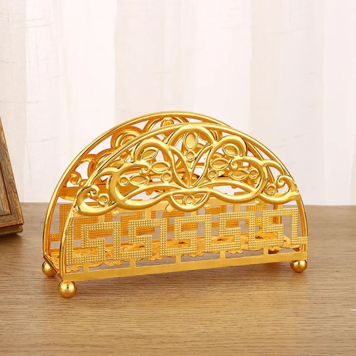 GENERICO - Servilletero de Metal Dorado de 15x8 cm