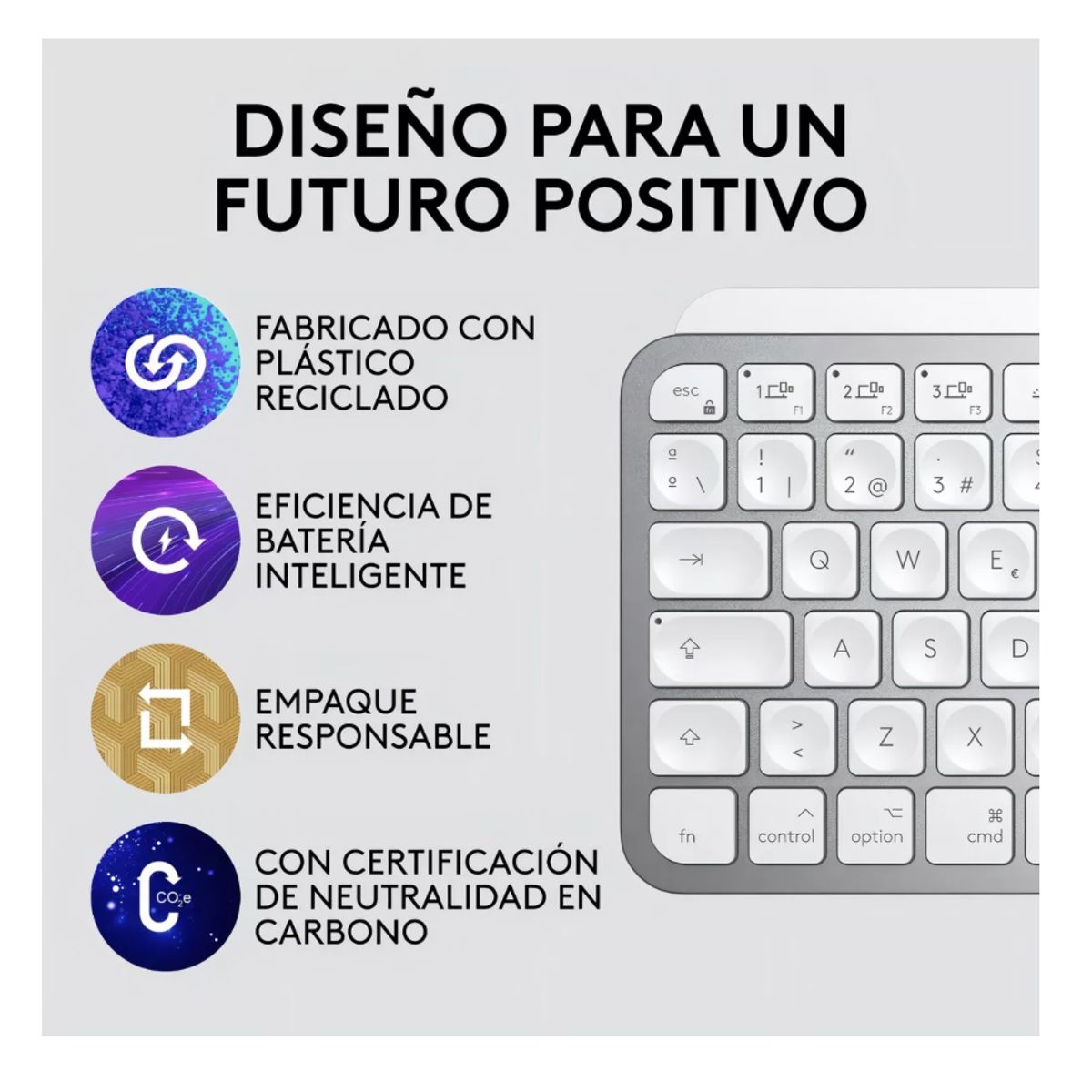 LOGITECH - Teclado Bluetooth Logitech Master Series Mx Keys Mini Qwerty Blanco