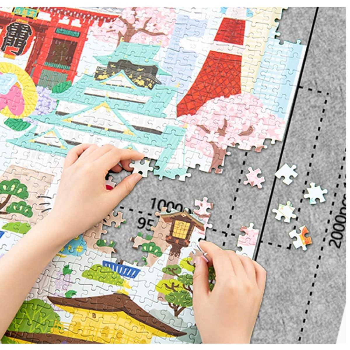 KUANGYE - Kit De Alfombrillas Mat Para Puzzles Storage De 2000 Piezas