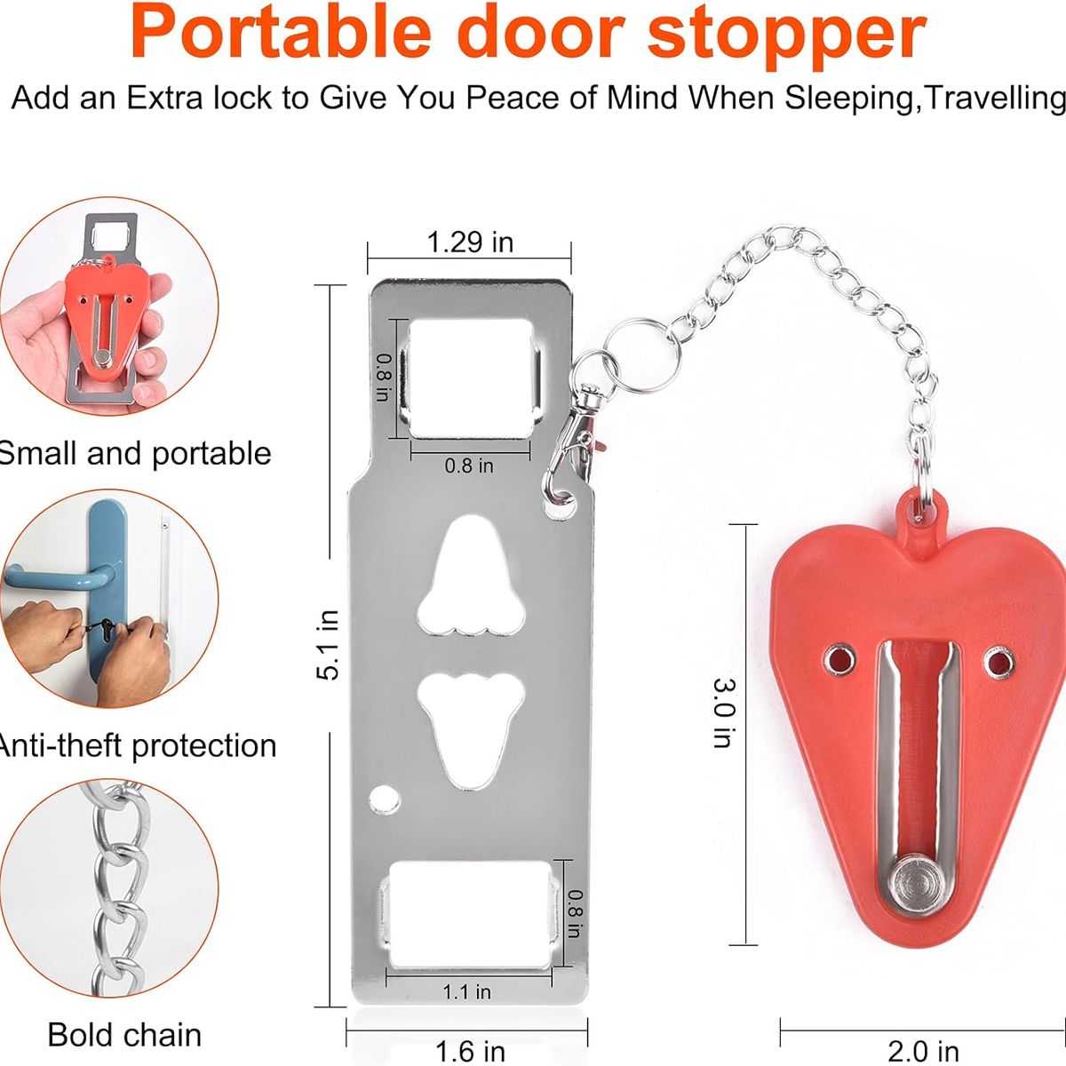 KUANGYE - Seguro Cerradura Puerta Seguridad Portatil Privacidad Rojo