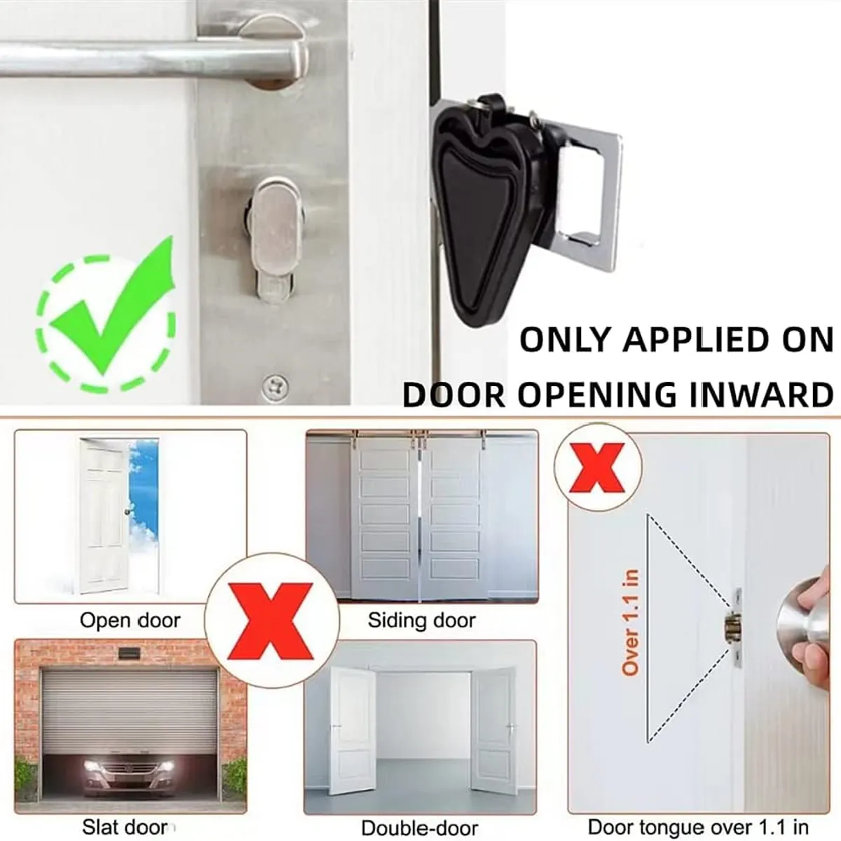 KUANGYE - Seguro Cerradura Puerta Seguridad Portatil Privacidad Negro