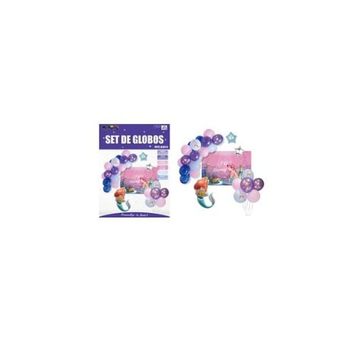 GENERICO - Set De Globos Látex De Sirena Con Fondo 29pcs