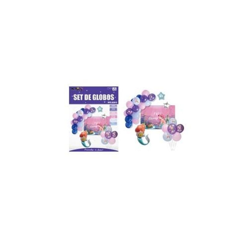GENERICO - Set De Globos Látex De Sirena Con Fondo 29pcs