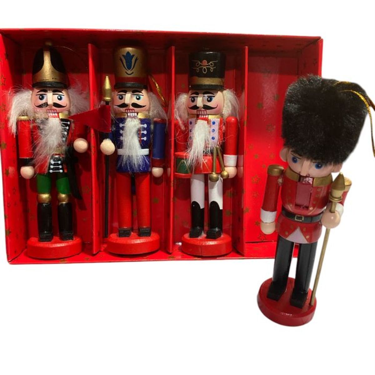 GENERICO - Cascanueces Soldados de Navidad ; 4 piezas ;13,5cm