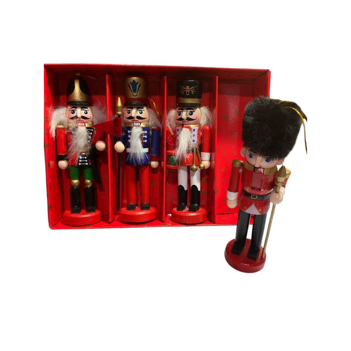 GENERICO - Cascanueces Soldados de Navidad ; 4 piezas ;13,5cm