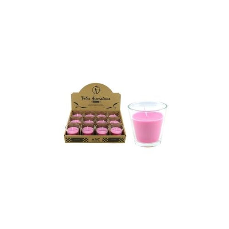 GENERICO - Vela Aromática Rosa En Vaso Vidrio 6x6cm