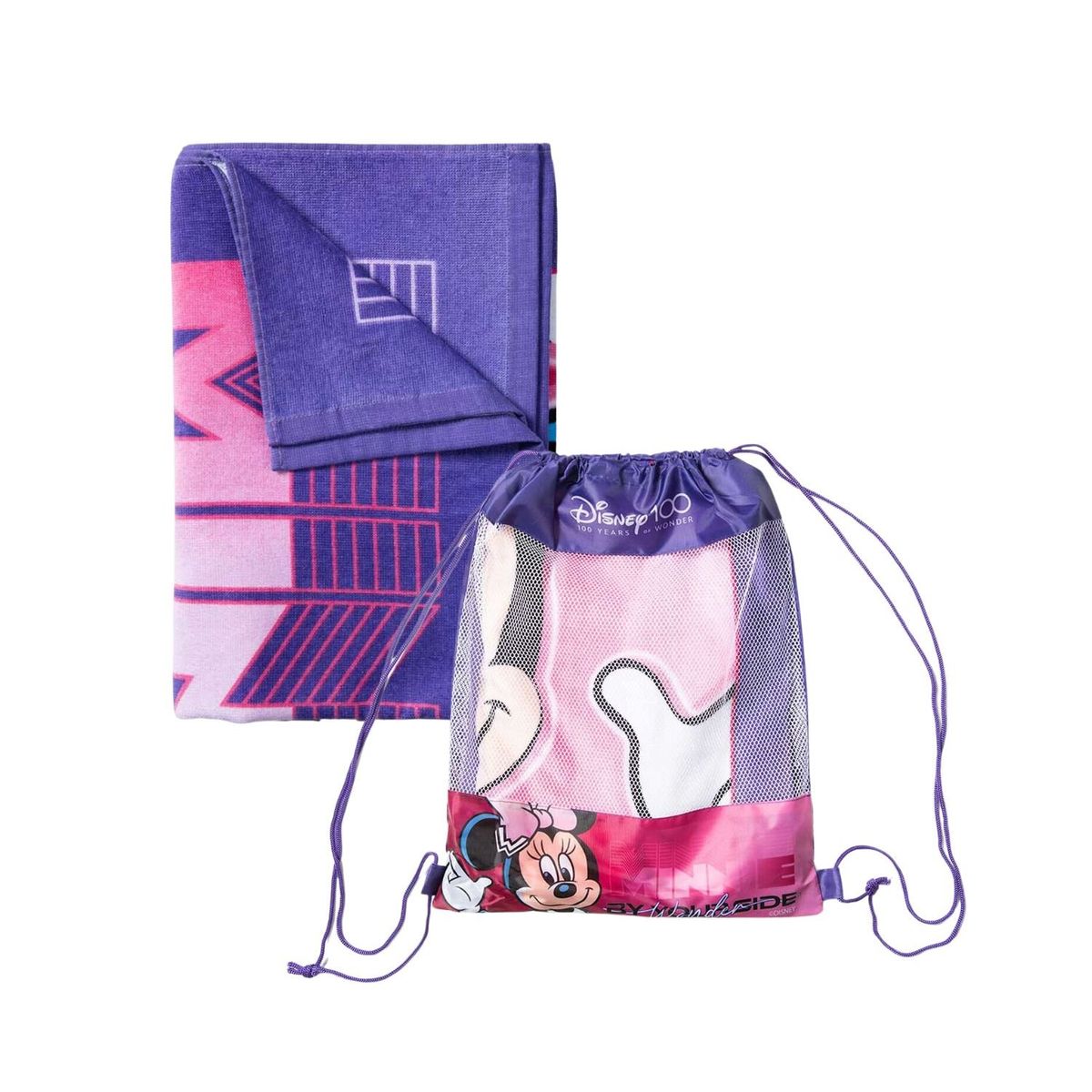 GENERICO - Pack Bolso Toalla 70x140cm Dibujo Animado Ratona Pata Coqueta.