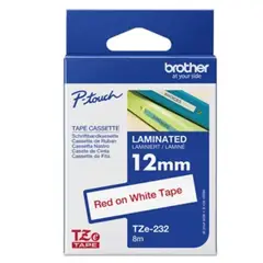 BROTHER - ETIQUETA 12 MM STANDARD ROJO SOBRE BLANCO