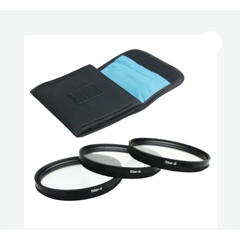 GENERICO - KIT FILTROS ESTRELLA 82MM 4, 6 & 8 PUNTAS + ESTUCHE