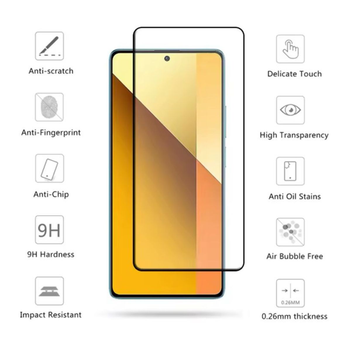 GENERICO - Lamina Mica Vidrio Templado Completa Para Xiaomi Note 13 4g