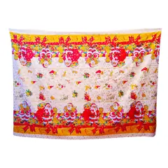 GENERICO - MANTEL DE TELA MESA LARGA NAVIDAD DISEÑO TOP PASCUERO DORADO