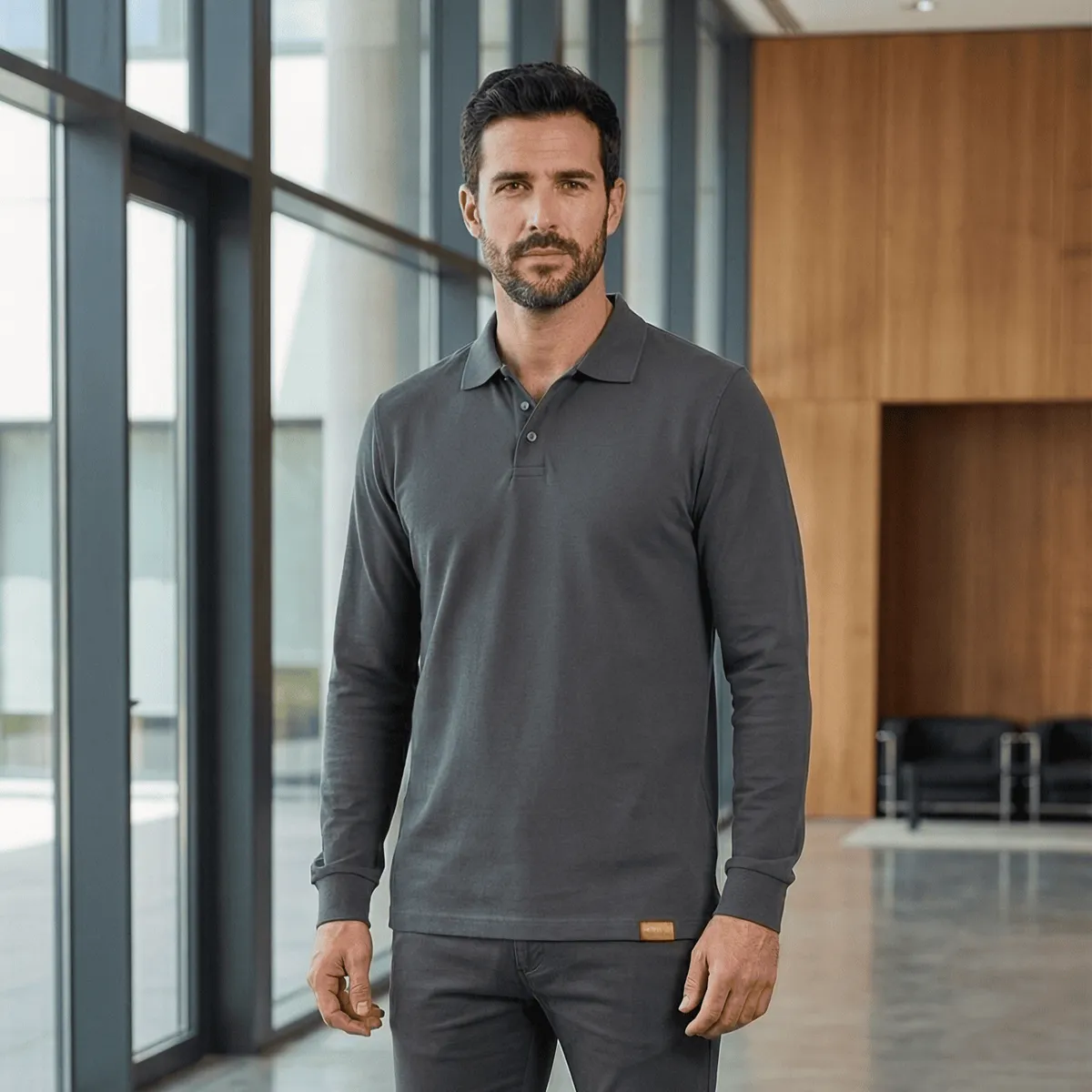 T-WORLD - Polera Hombre Piqué Manga Larga Premium 60-40 Para Bordar