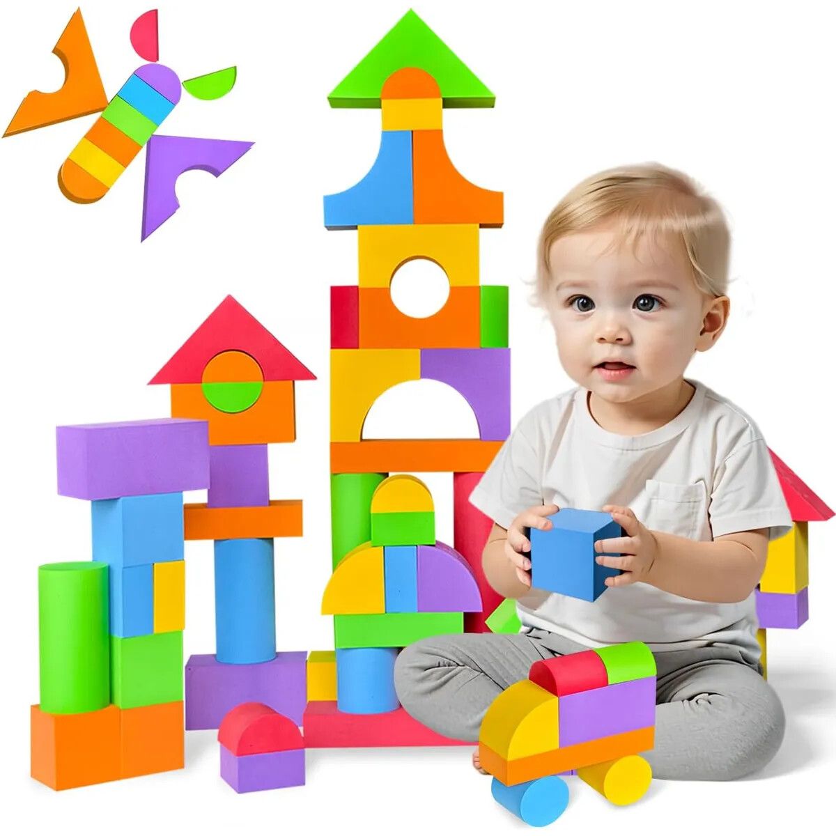 GENERICO - 46 Piezas Bloques De Espuma Para Niños Pequeños De 3 A 6