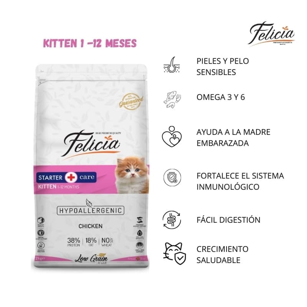 GENERICO - Alimento Gatito Felicia Hipoalergénico Pollo - 2 kgs