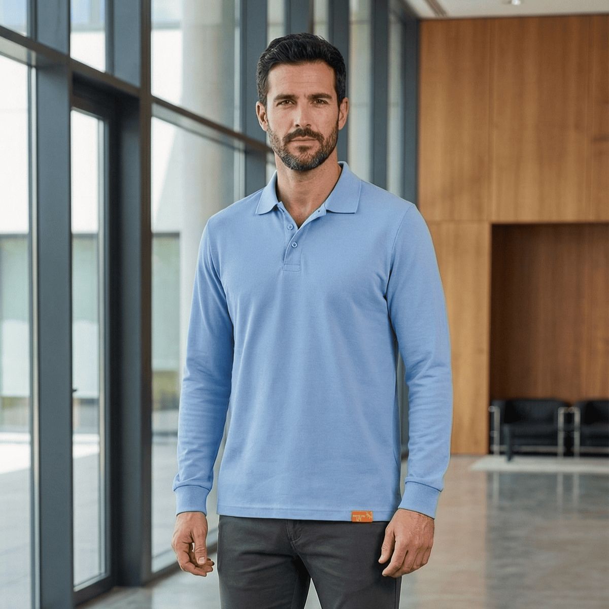 T-WORLD - Polera Hombre Piqué Manga Larga Premium 60-40 Para Bordar