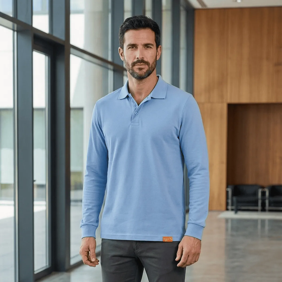 T-WORLD - Polera Hombre Piqué Manga Larga Premium 60-40 Para Bordar