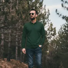 T-WORLD - Polera Hombre Piqué Manga Larga Premium 60-40 Para Bordar