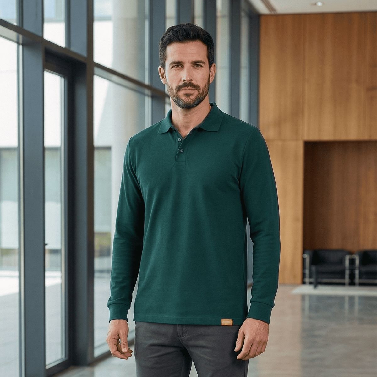 T-WORLD - Polera Hombre Piqué Manga Larga Premium 60-40 Para Bordar