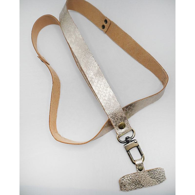 JARDIN DEL ESTE - Lanyard Strap de cuero Niquel envejecido