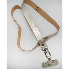 JARDIN DEL ESTE - Lanyard Strap de cuero Niquel envejecido