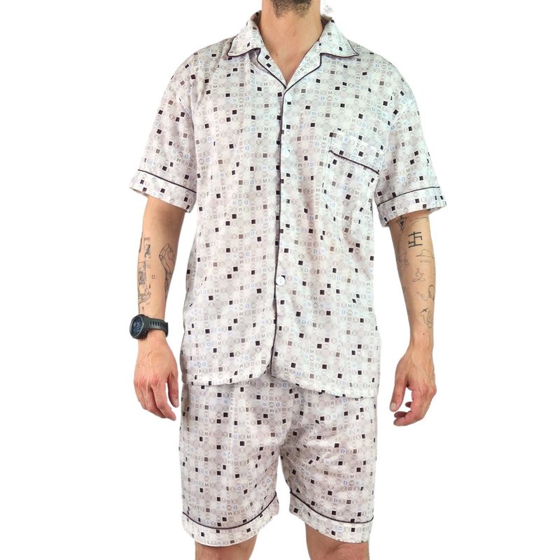 MPROPIA - Pijama Hombre Verano Short Y Polera Con Botones 483