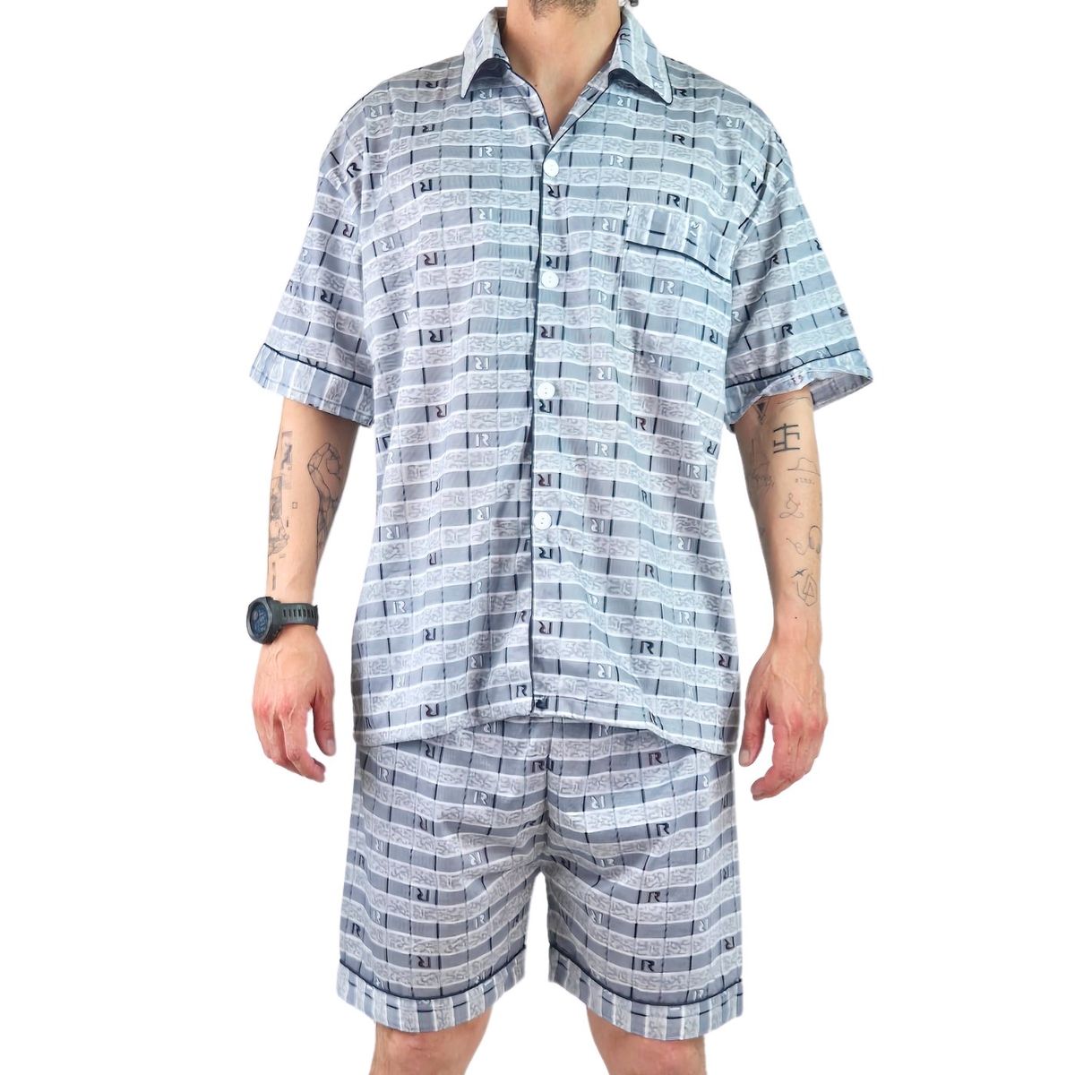 LIKE SHOP - Pijama Hombre Verano Short Y Polera Con Botones 483
